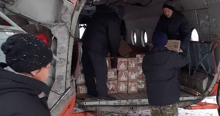 7,5 тонн продуктов доставили вертолётом в село Сиреники