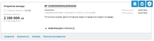 Закупка 0188300005418000049. Пять искусственных фикусов за 2,1 млн.рублей
