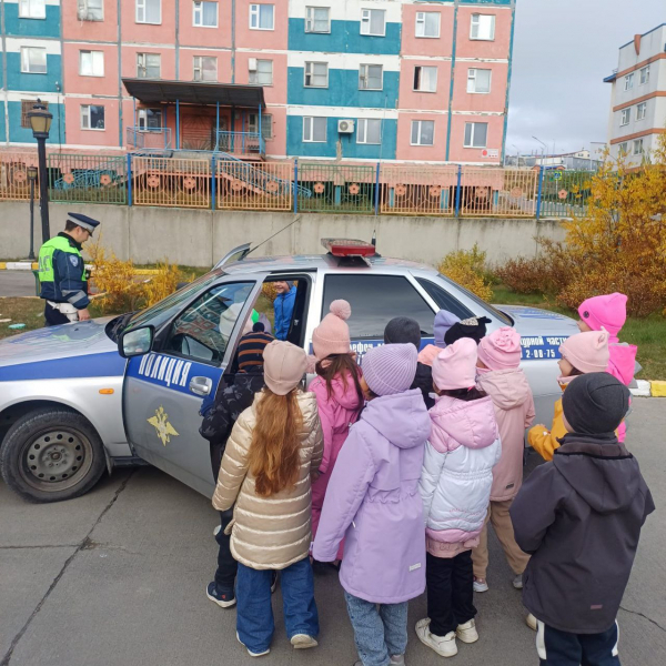 Сотрудники Госавтоинспекции городского отдела полиции в Анадыре познакомили детей со службой в ДПС и закрепили правила дорожного движения 
